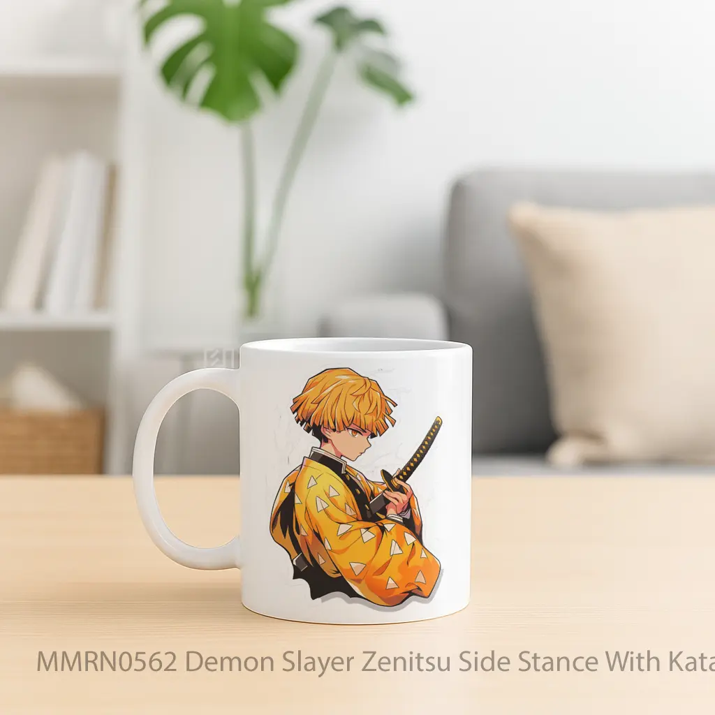 Demon Slayer Zenitsu Side Stance With Katana Under Arm Gelas Keramik Mug - Sudut 2