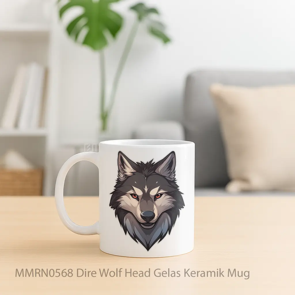Dire Wolf Head Gelas Keramik Mug - Sudut 2