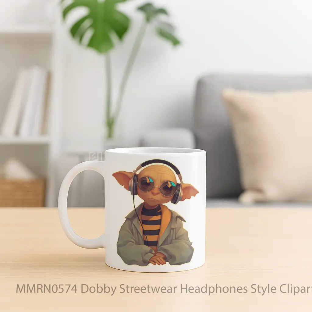 Dobby Streetwear Headphones Style Clipart Gelas Keramik Mug - Sudut 2