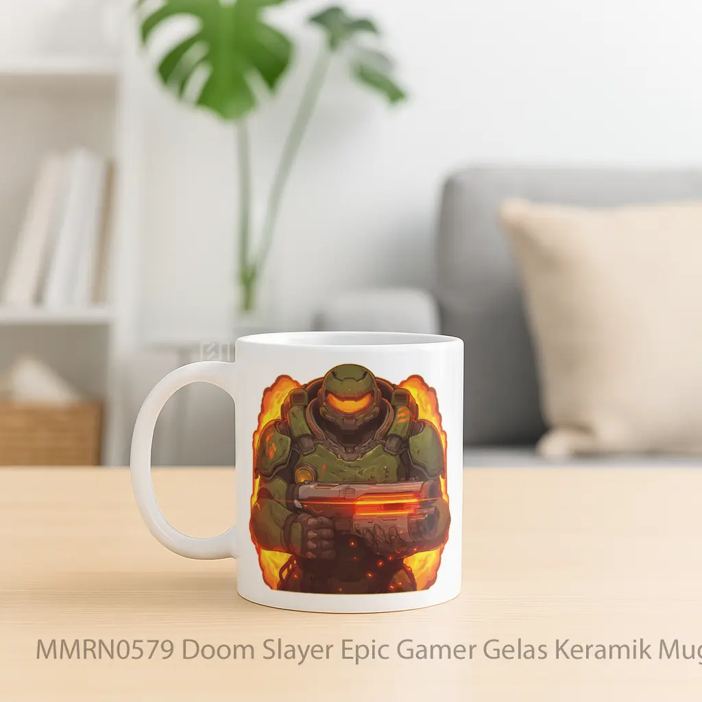 Doom Slayer Epic Gamer Gelas Keramik Mug - Sudut 2