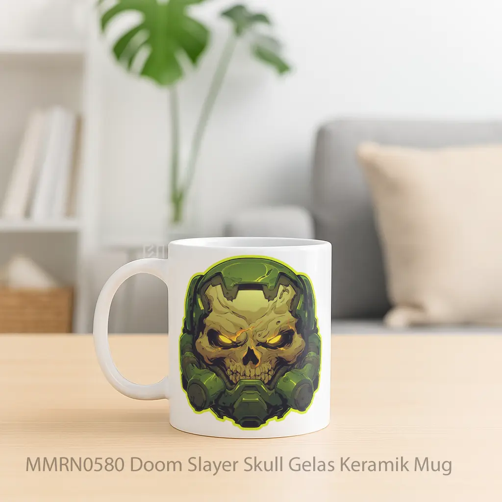 Doom Slayer Skull Gelas Keramik Mug - Sudut 2