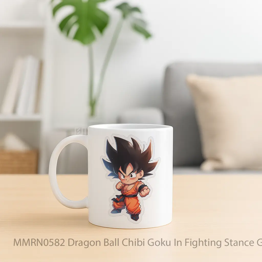 Dragon Ball Chibi Goku In Fighting Stance Gelas Keramik Mug - Sudut 2