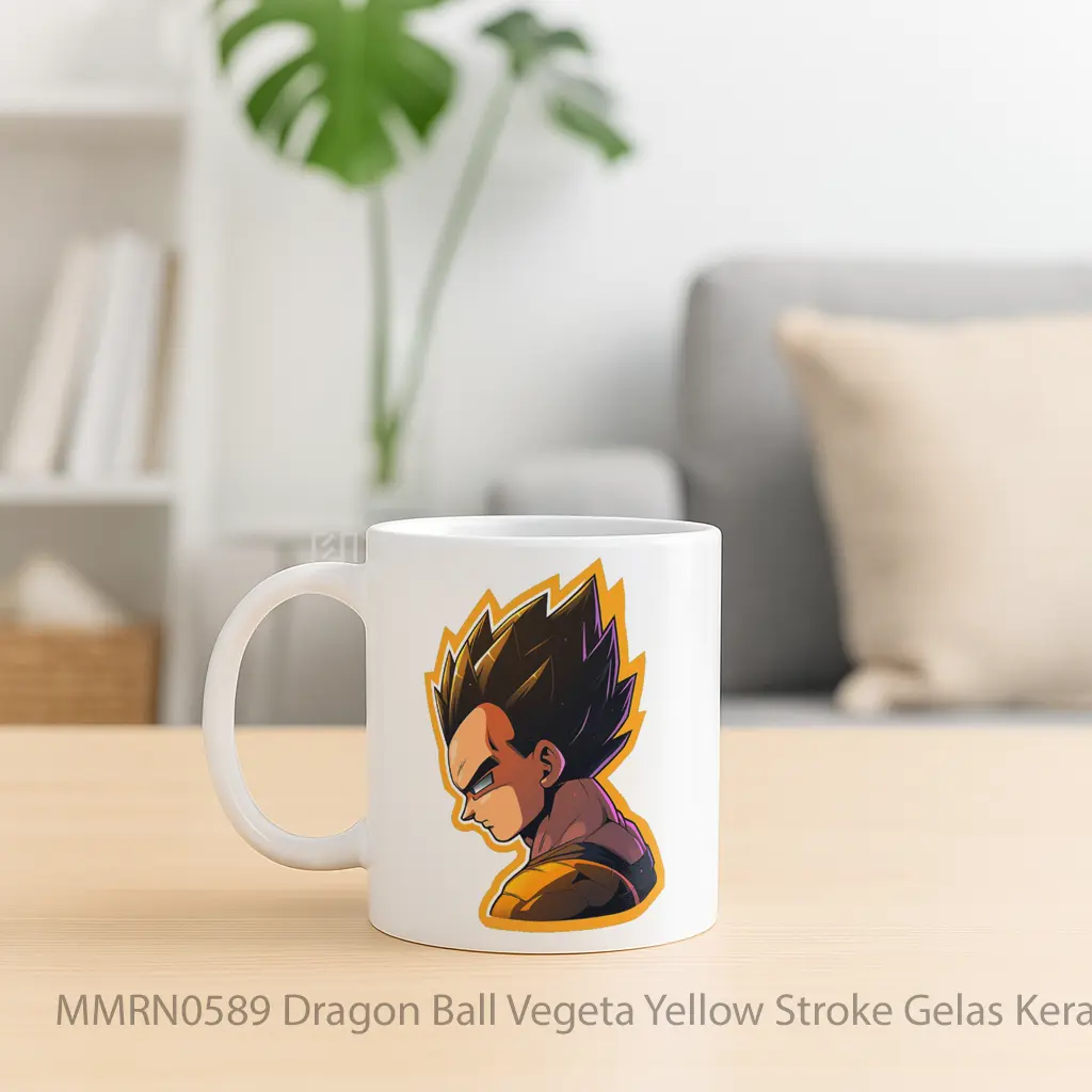 Dragon Ball Vegeta Yellow Stroke Gelas Keramik Mug - Sudut 2