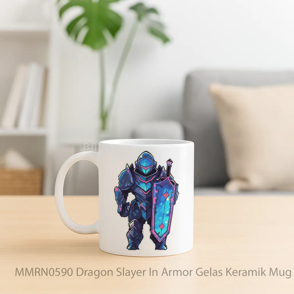Dragon Slayer In Armor Gelas Keramik Mug - Sudut 2