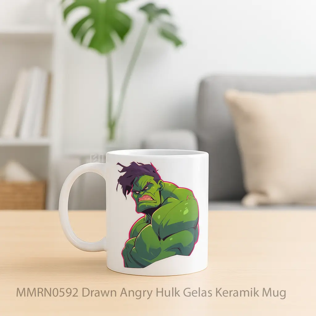 Drawn Angry Hulk Gelas Keramik Mug - Sudut 2
