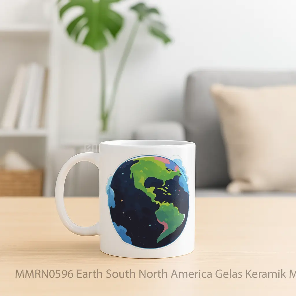 Earth South North America Gelas Keramik Mug - Sudut 2