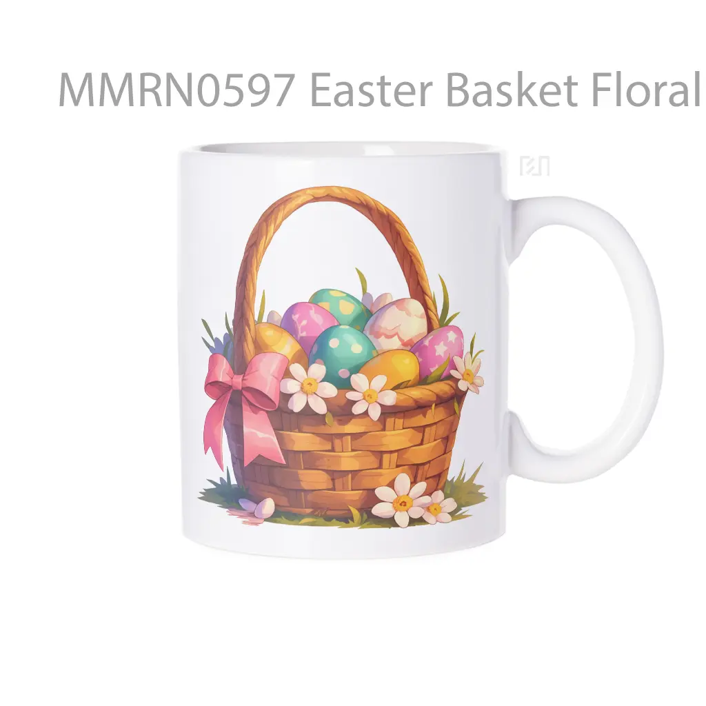 Easter Basket Floral Decorated Eggs Clipart Gelas Keramik Mug