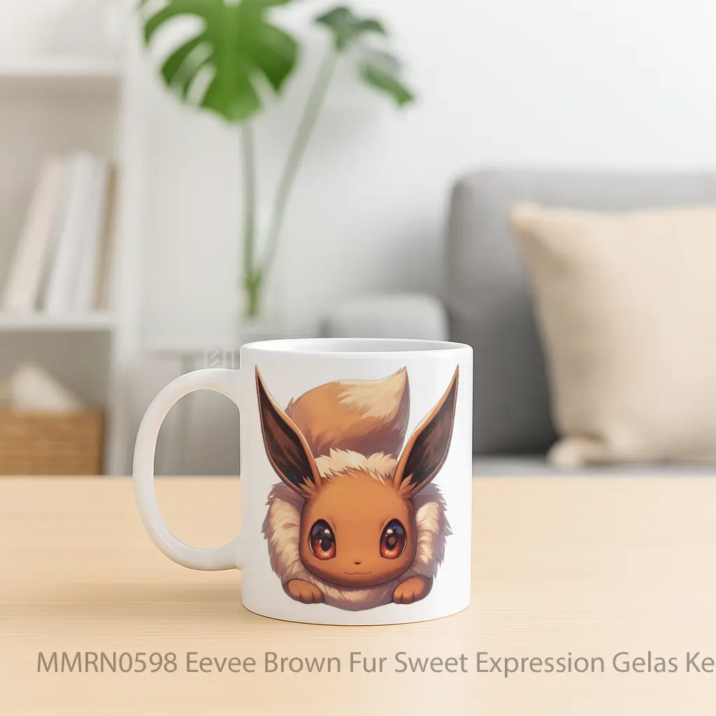 Eevee Brown Fur Sweet Expression Gelas Keramik Mug - Sudut 2