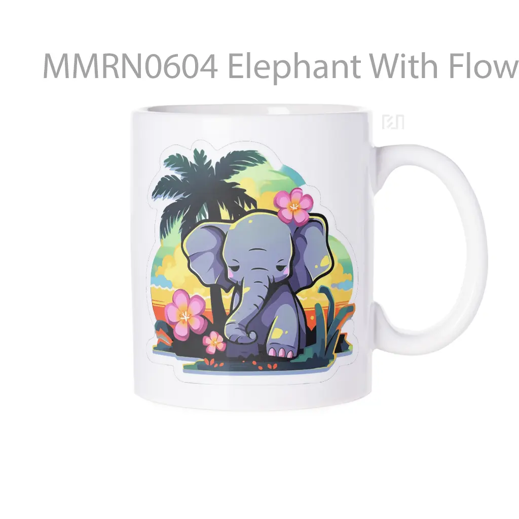 Elephant With Flower Against Sunset Gelas Keramik Mug