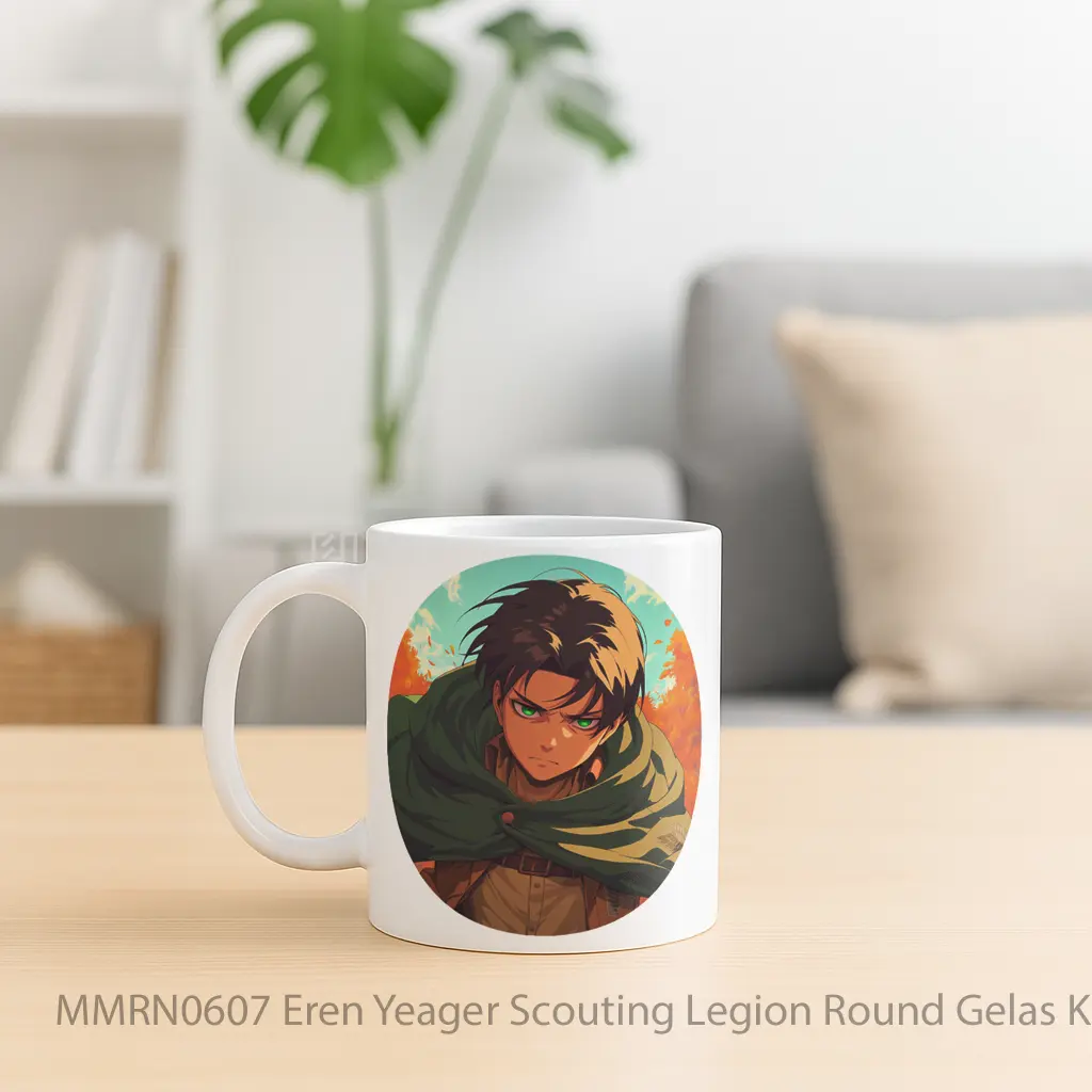 Eren Yeager Scouting Legion Round Gelas Keramik Mug - Sudut 2