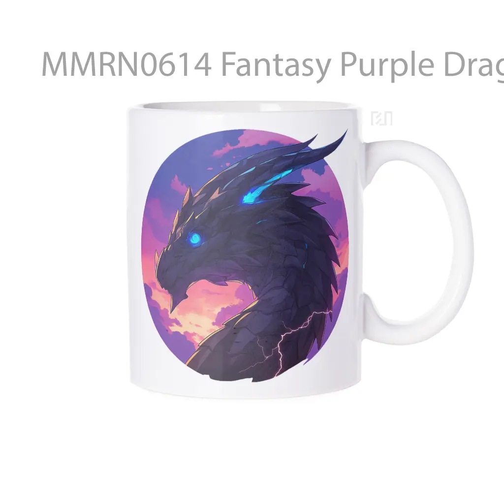 Fantasy Purple Dragon Round Gelas Keramik Mug