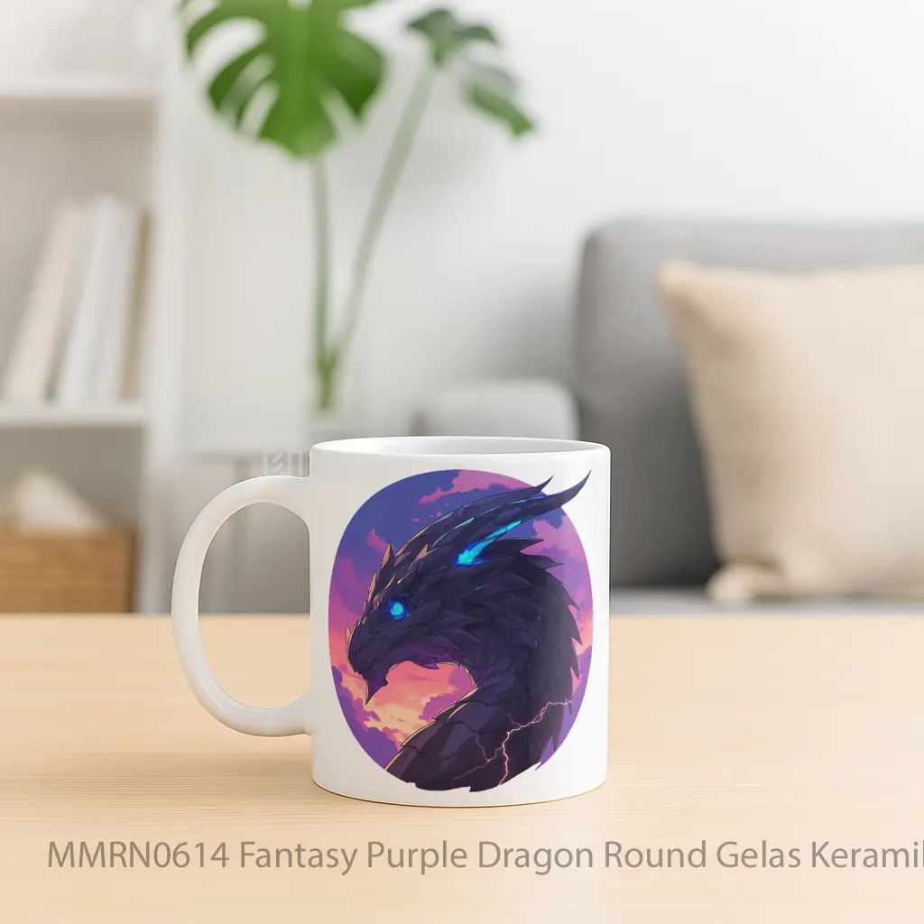 Fantasy Purple Dragon Round Gelas Keramik Mug - Sudut 2