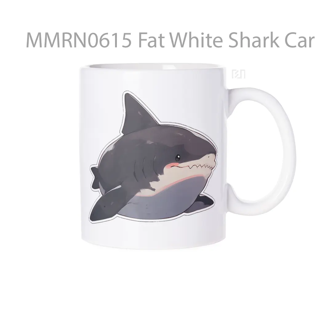 Fat White Shark Cartoon Gelas Keramik Mug