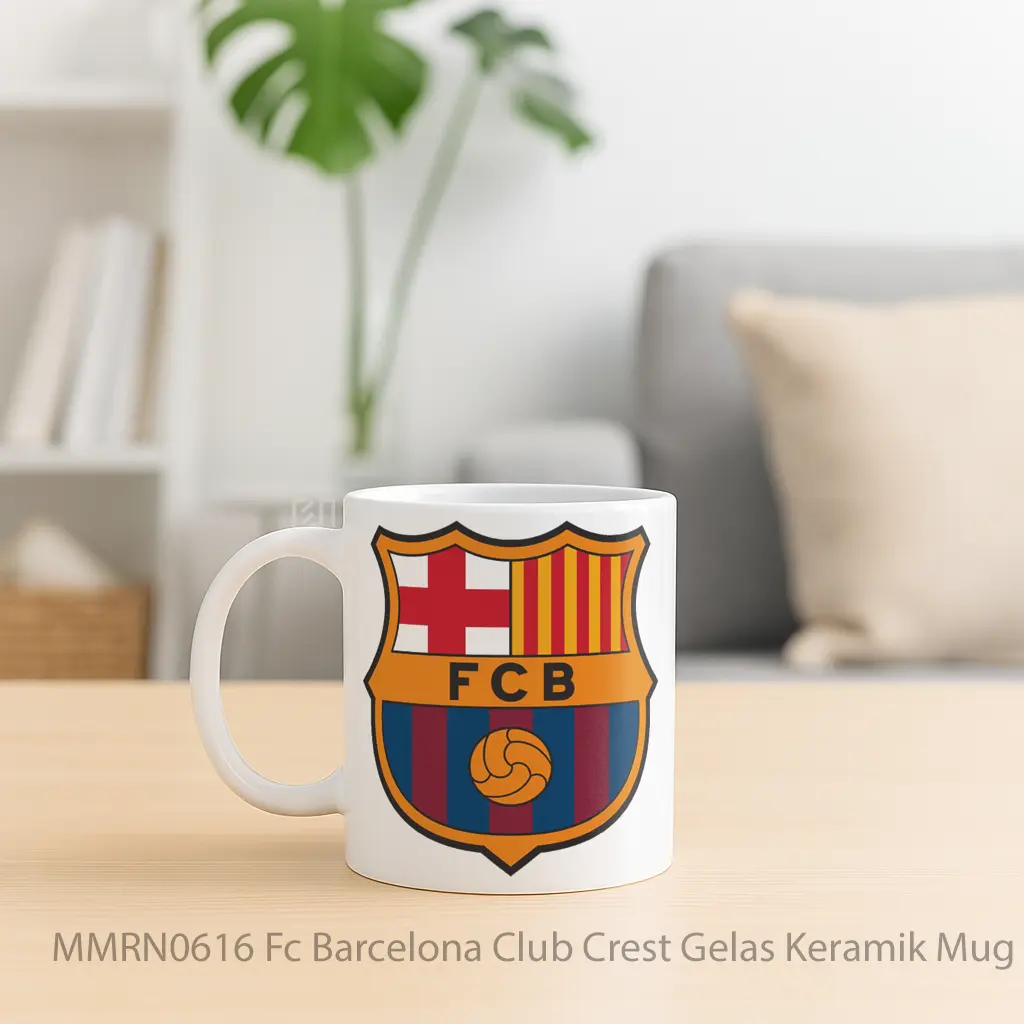 Fc Barcelona Club Crest Gelas Keramik Mug - Sudut 2