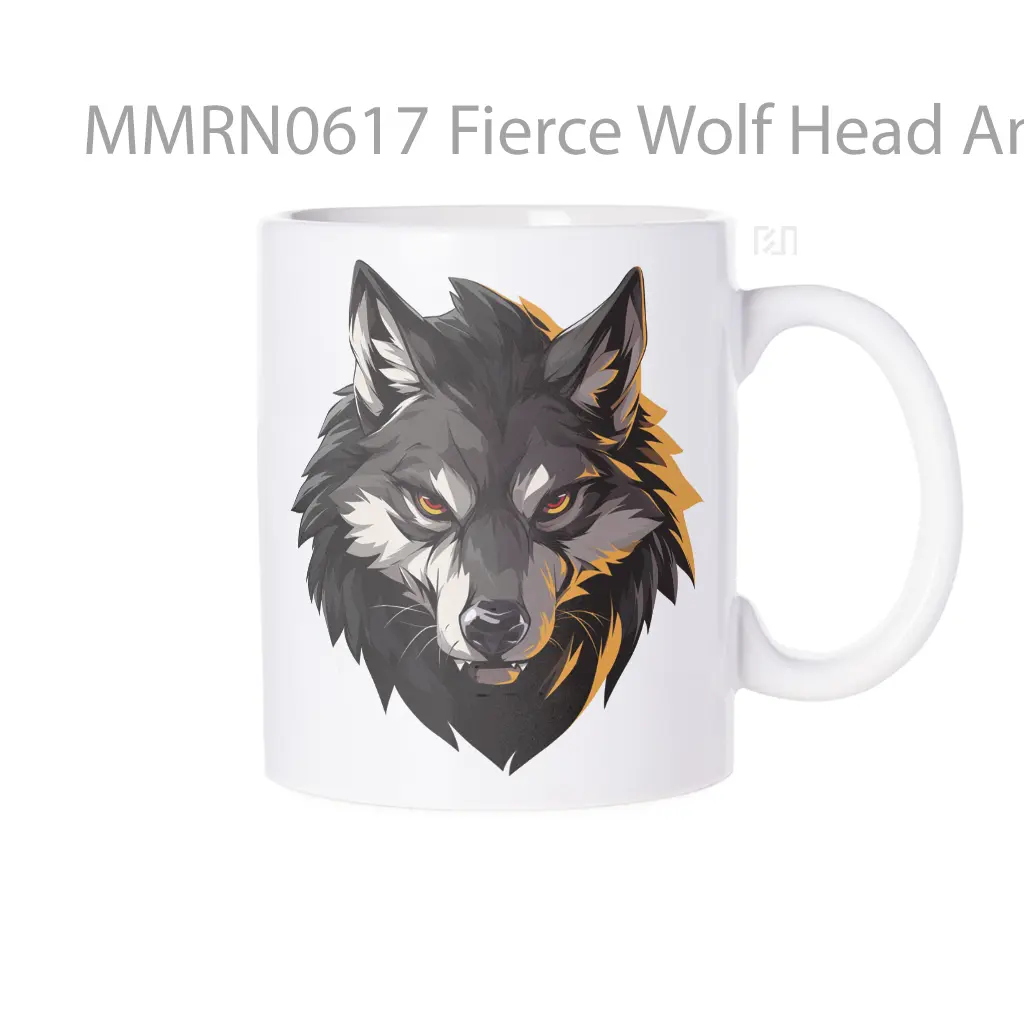 Fierce Wolf Head Animal Style Clipart Gelas Keramik Mug