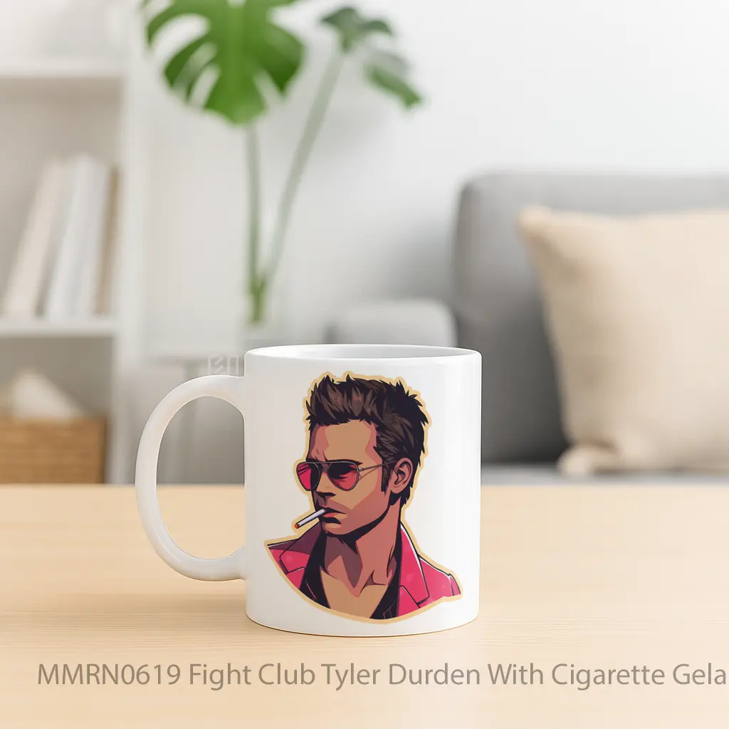 Fight Club Tyler Durden With Cigarette Gelas Keramik Mug - Sudut 2