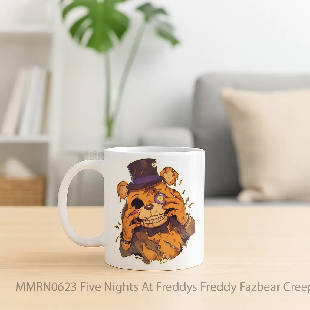 Five Nights At Freddys Freddy Fazbear Creepy Reveal Gelas Keramik Mug - Sudut 2
