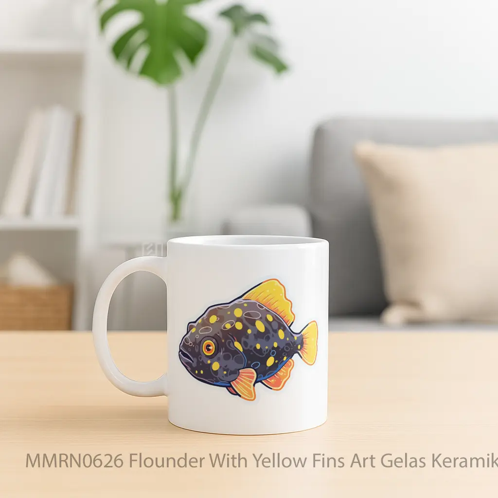 Flounder With Yellow Fins Art Gelas Keramik Mug - Sudut 2
