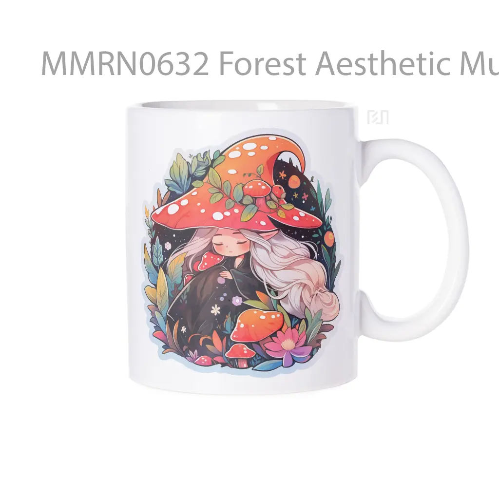 Forest Aesthetic Mushroom Girl Gelas Keramik Mug