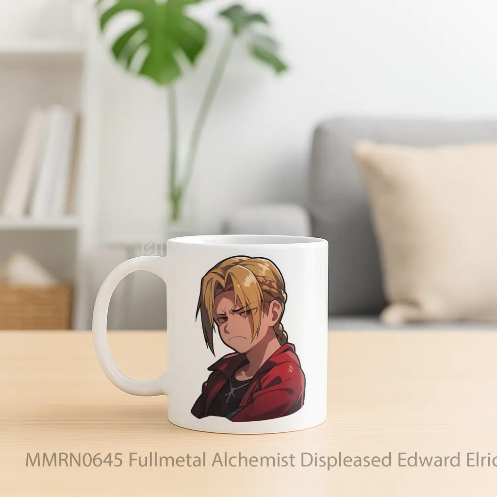 Fullmetal Alchemist Displeased Edward Elric Gelas Keramik Mug - Sudut 2