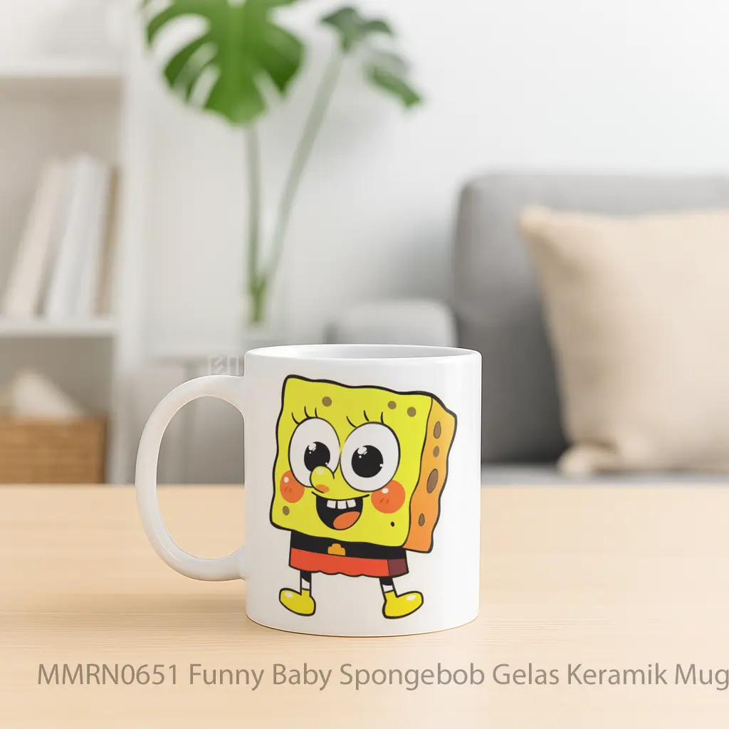 Funny Baby Spongebob Gelas Keramik Mug - Sudut 2