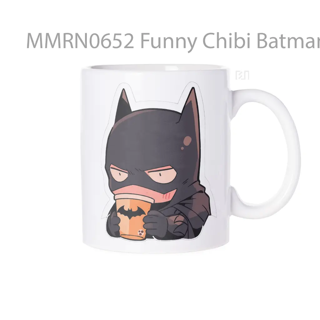 Funny Chibi Batman Drinking Coffee Gelas Keramik Mug