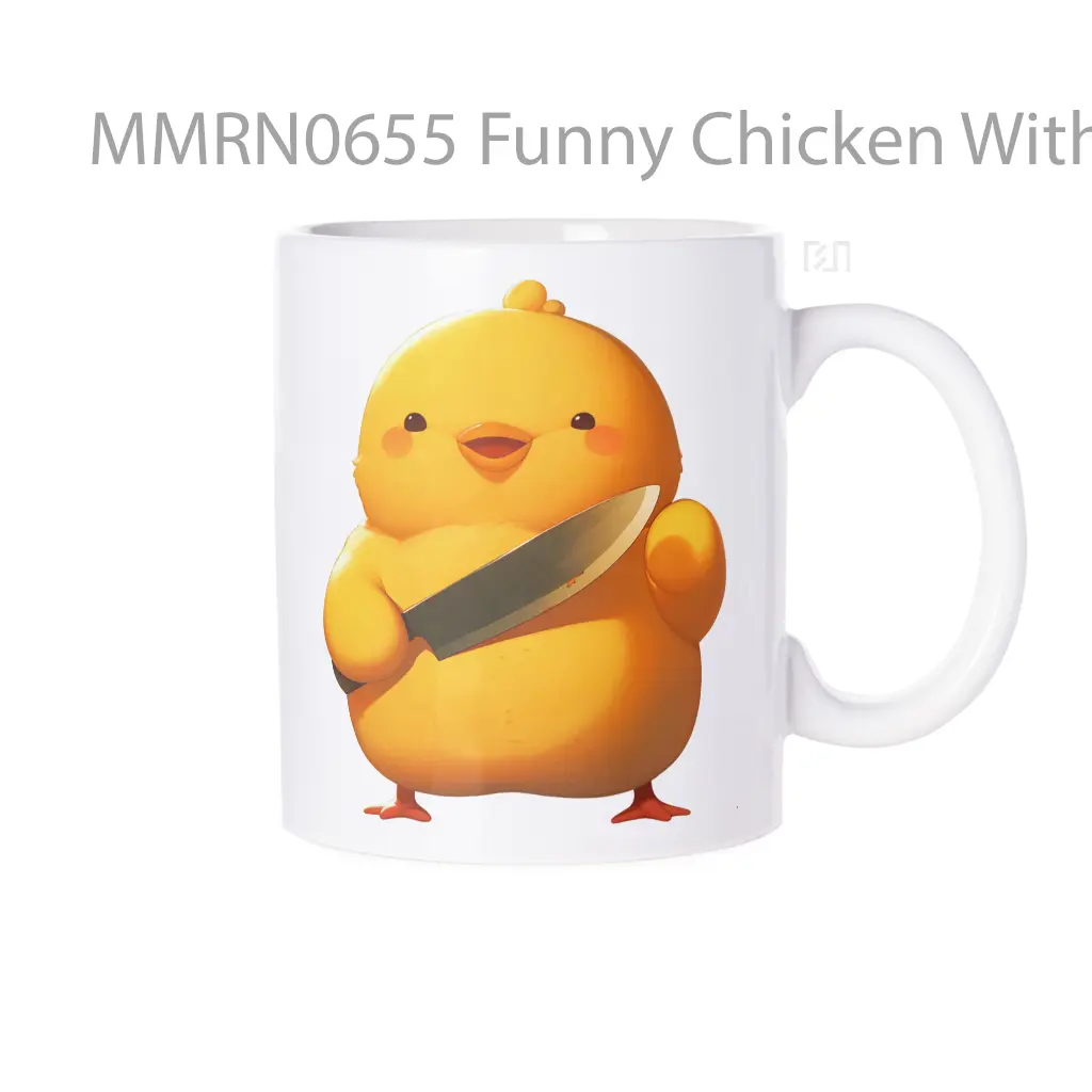Funny Chicken With Knife Gelas Keramik Mug
