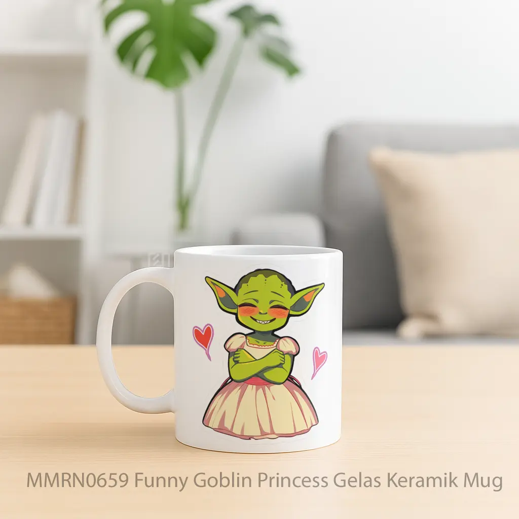 Funny Goblin Princess Gelas Keramik Mug - Sudut 2