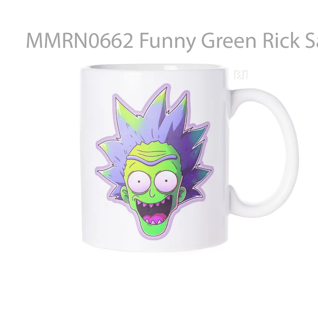 Funny Green Rick Sanchez Head Gelas Keramik Mug