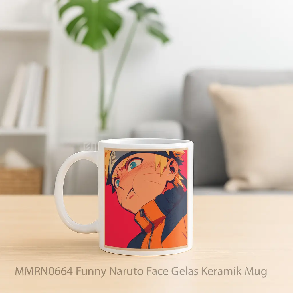 Funny Naruto Face Gelas Keramik Mug - Sudut 2