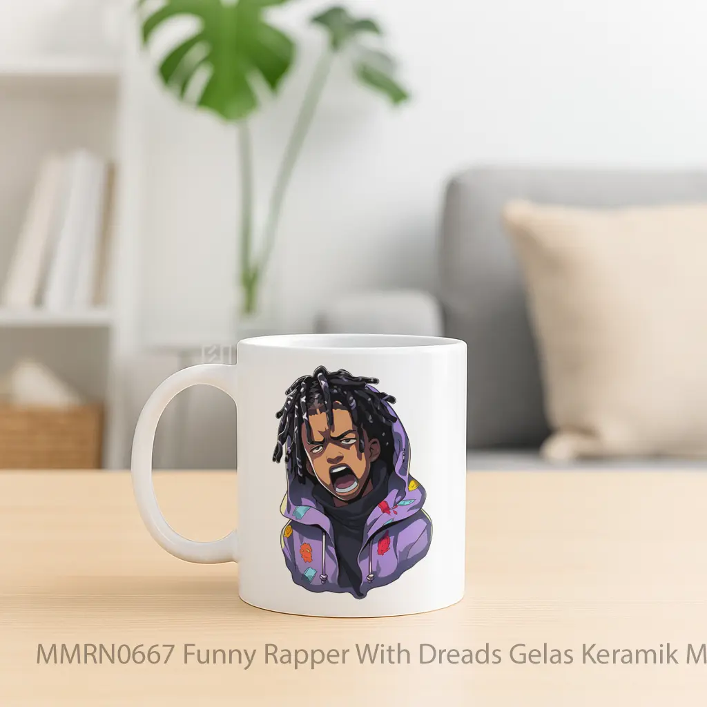 Funny Rapper With Dreads Gelas Keramik Mug - Sudut 2