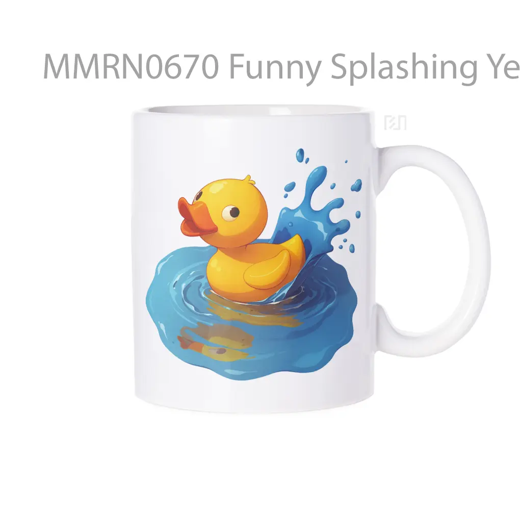 Funny Splashing Yellow Duck Gelas Keramik Mug