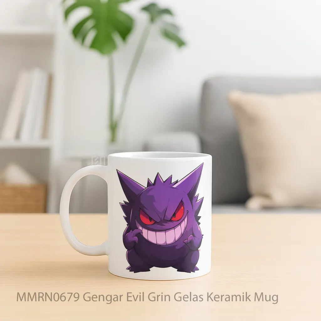 Gengar Evil Grin Gelas Keramik Mug - Sudut 2