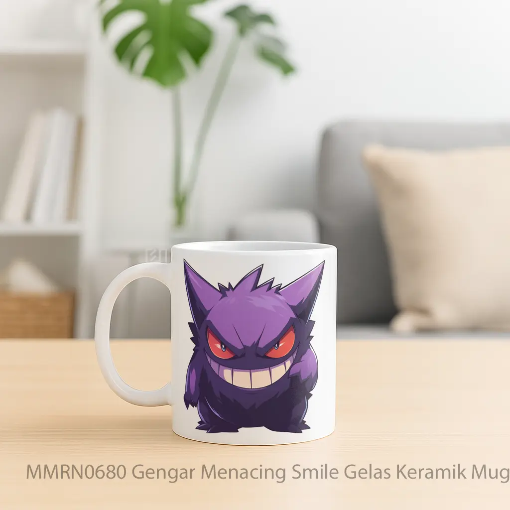 Gengar Menacing Smile Gelas Keramik Mug - Sudut 2