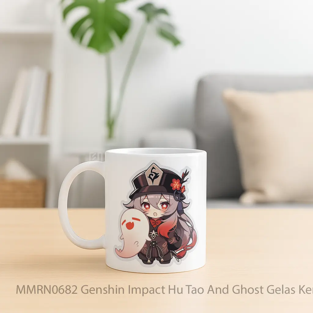 Genshin Impact Hu Tao And Ghost Gelas Keramik Mug - Sudut 2