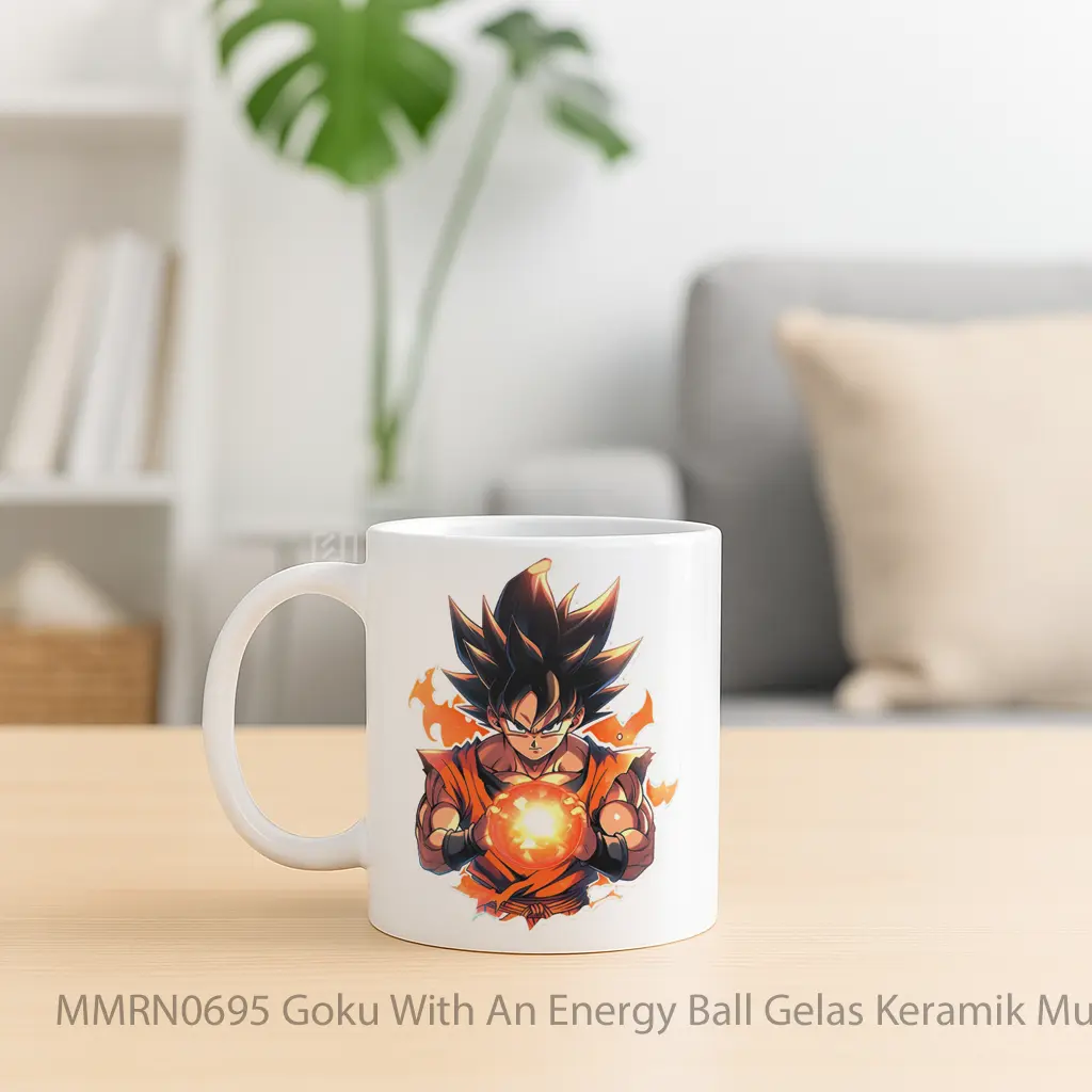 Goku With An Energy Ball Gelas Keramik Mug - Sudut 2