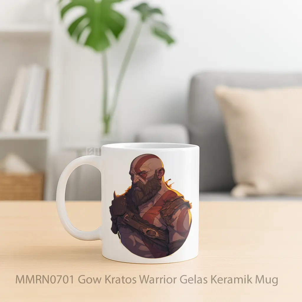 Gow Kratos Warrior Gelas Keramik Mug - Sudut 2