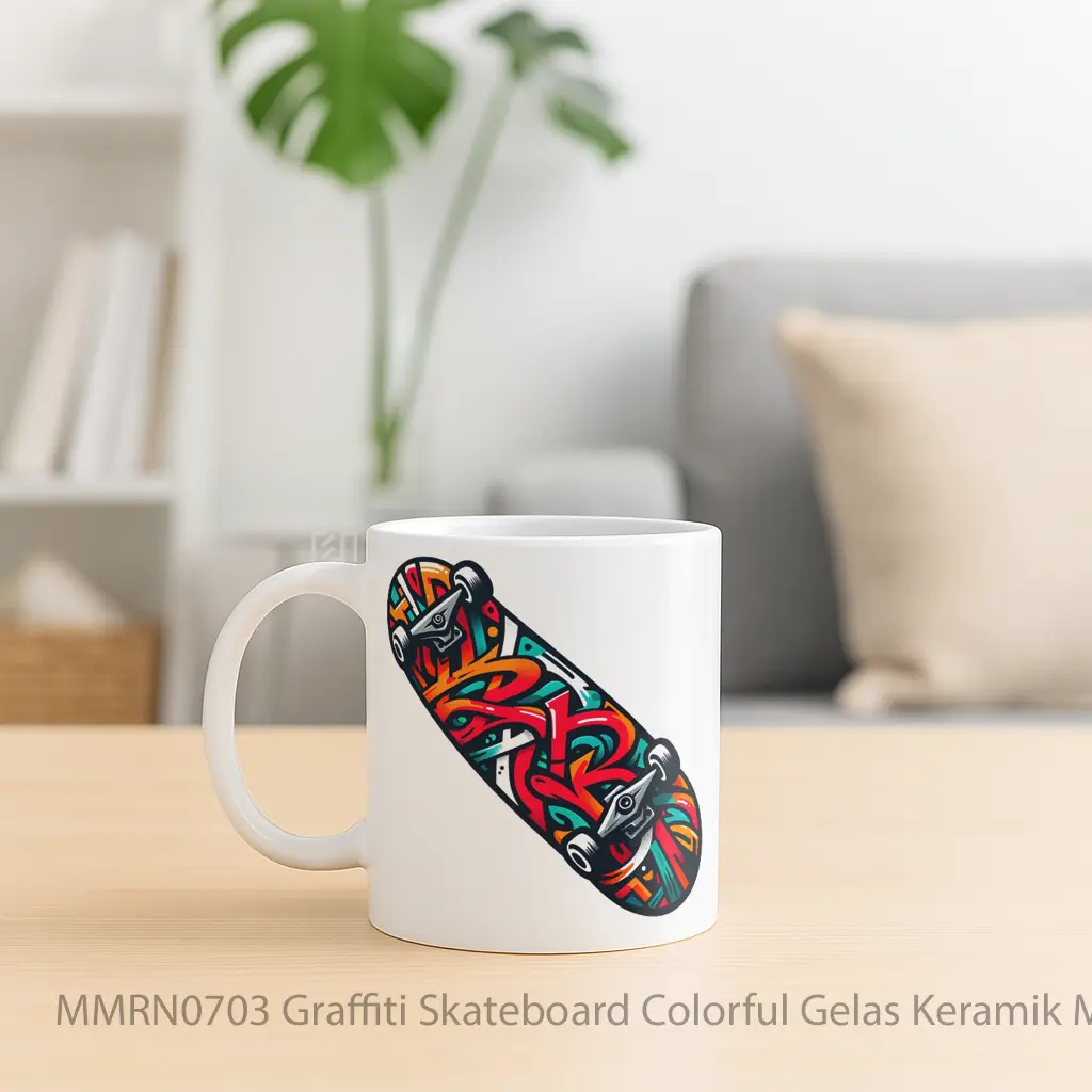 Graffiti Skateboard Colorful Gelas Keramik Mug - Sudut 2