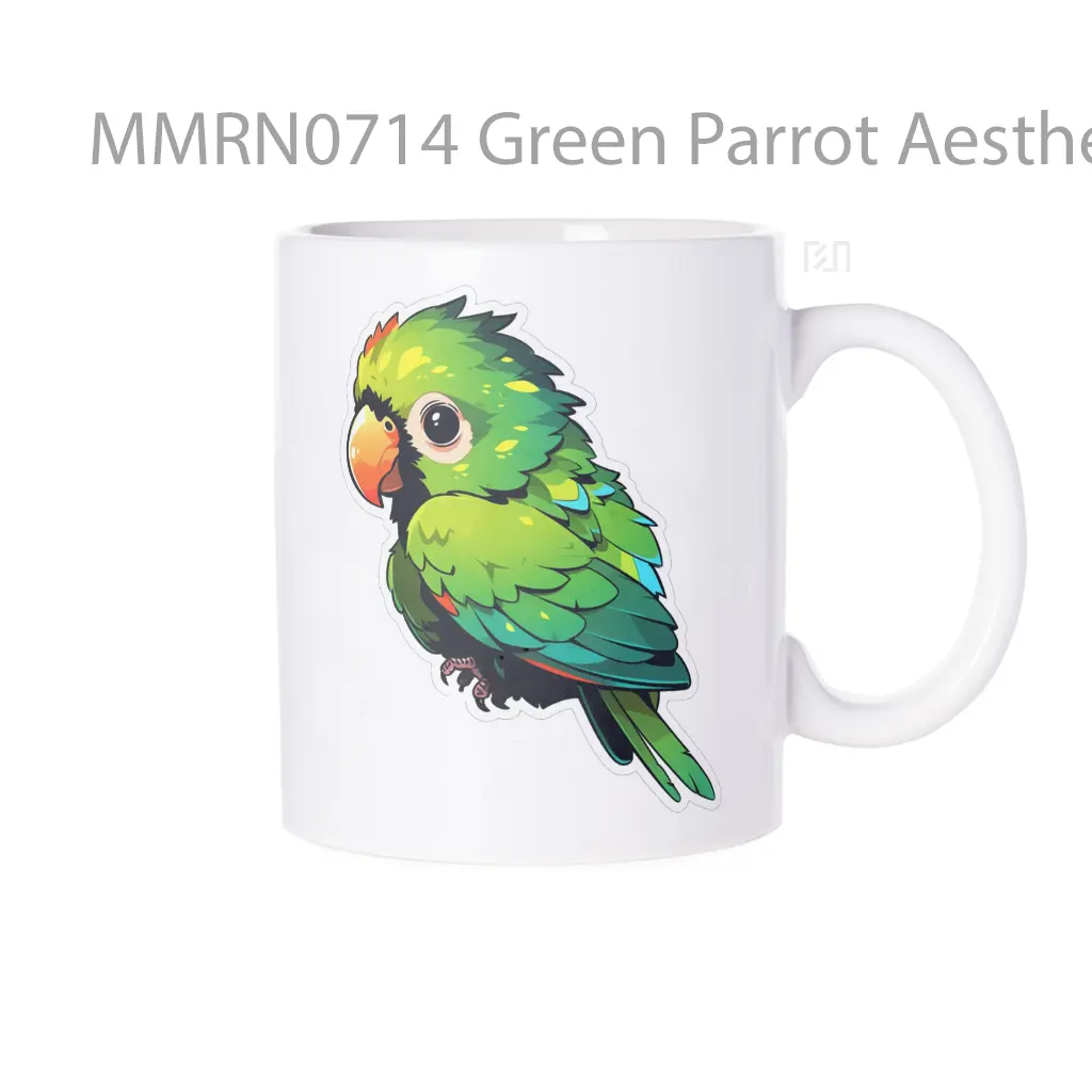 Green Parrot Aesthetic Gelas Keramik Mug