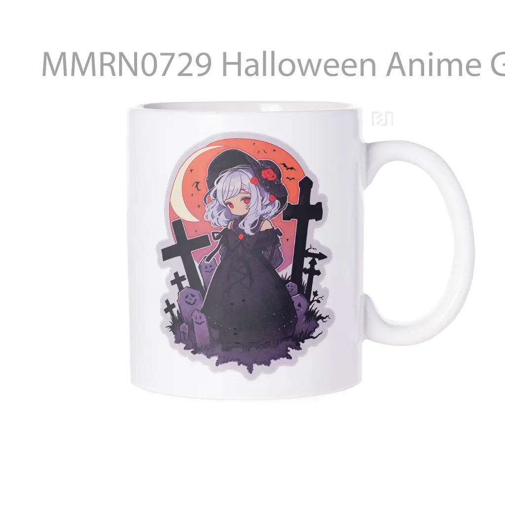 Halloween Anime Girl In Spooky Cemetery Gelas Keramik Mug