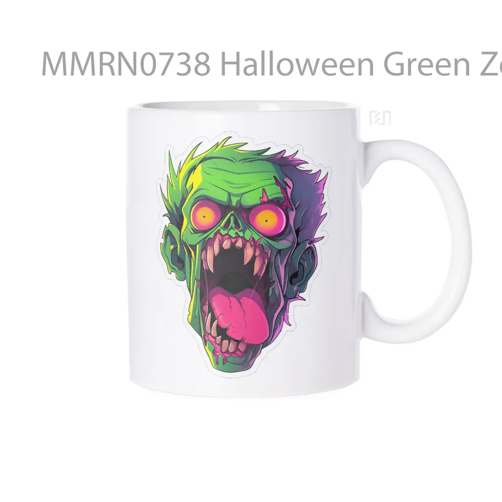 Halloween Green Zombie Head Gelas Keramik Mug