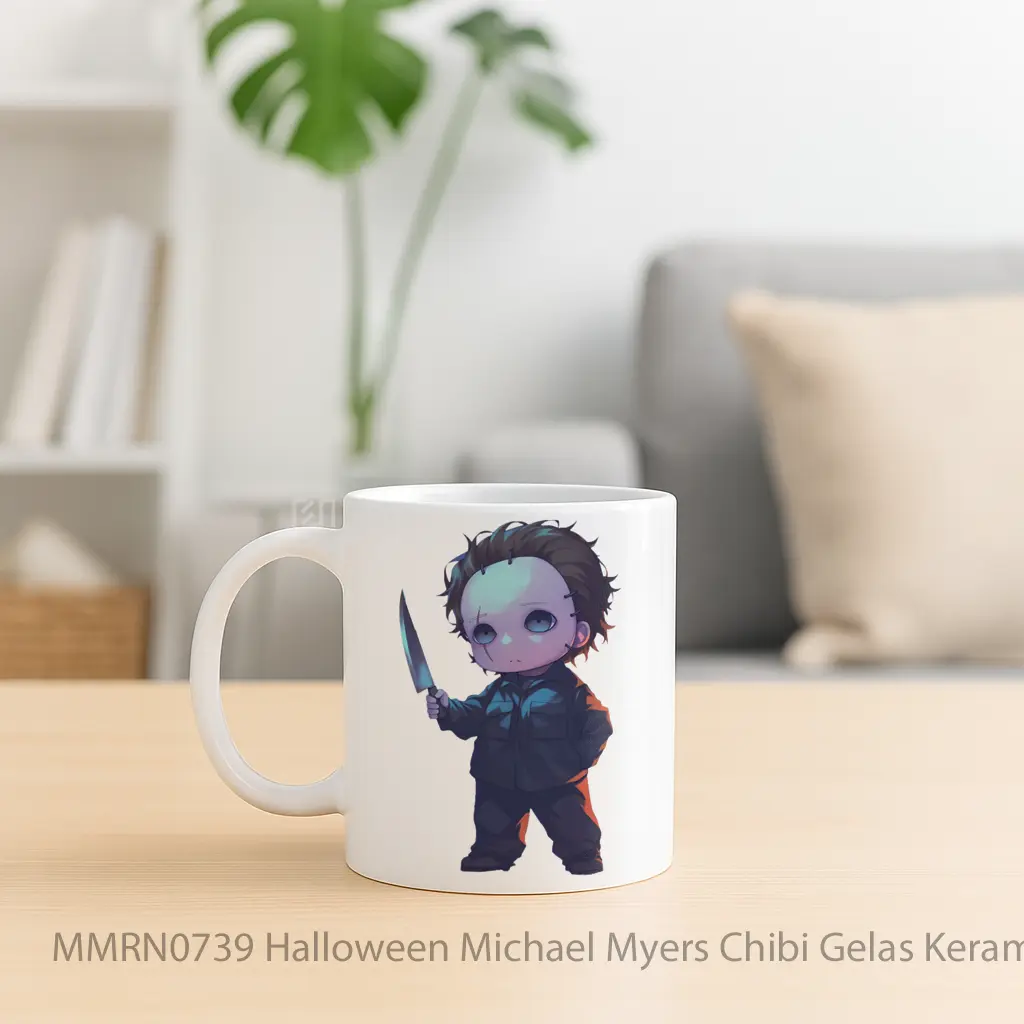 Halloween Michael Myers Chibi Gelas Keramik Mug - Sudut 2