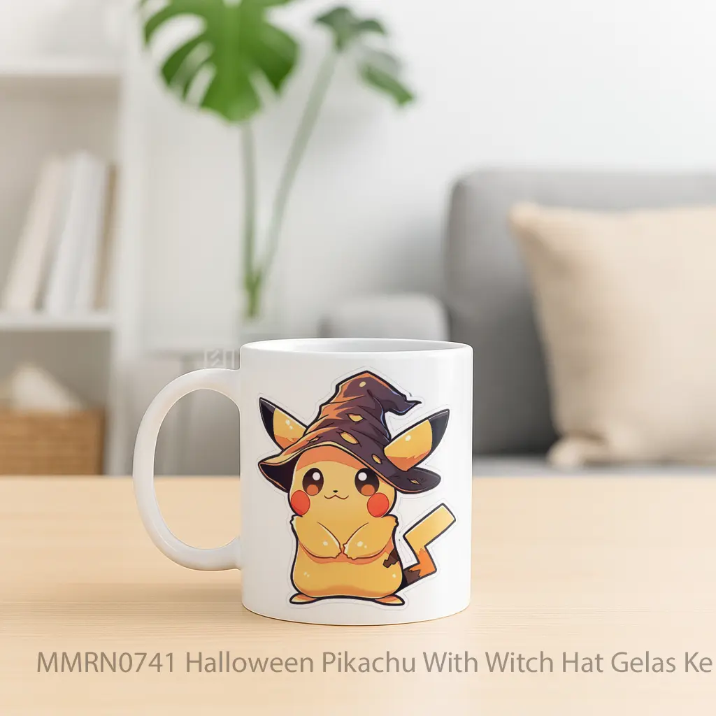 Halloween Pikachu With Witch Hat Gelas Keramik Mug - Sudut 2