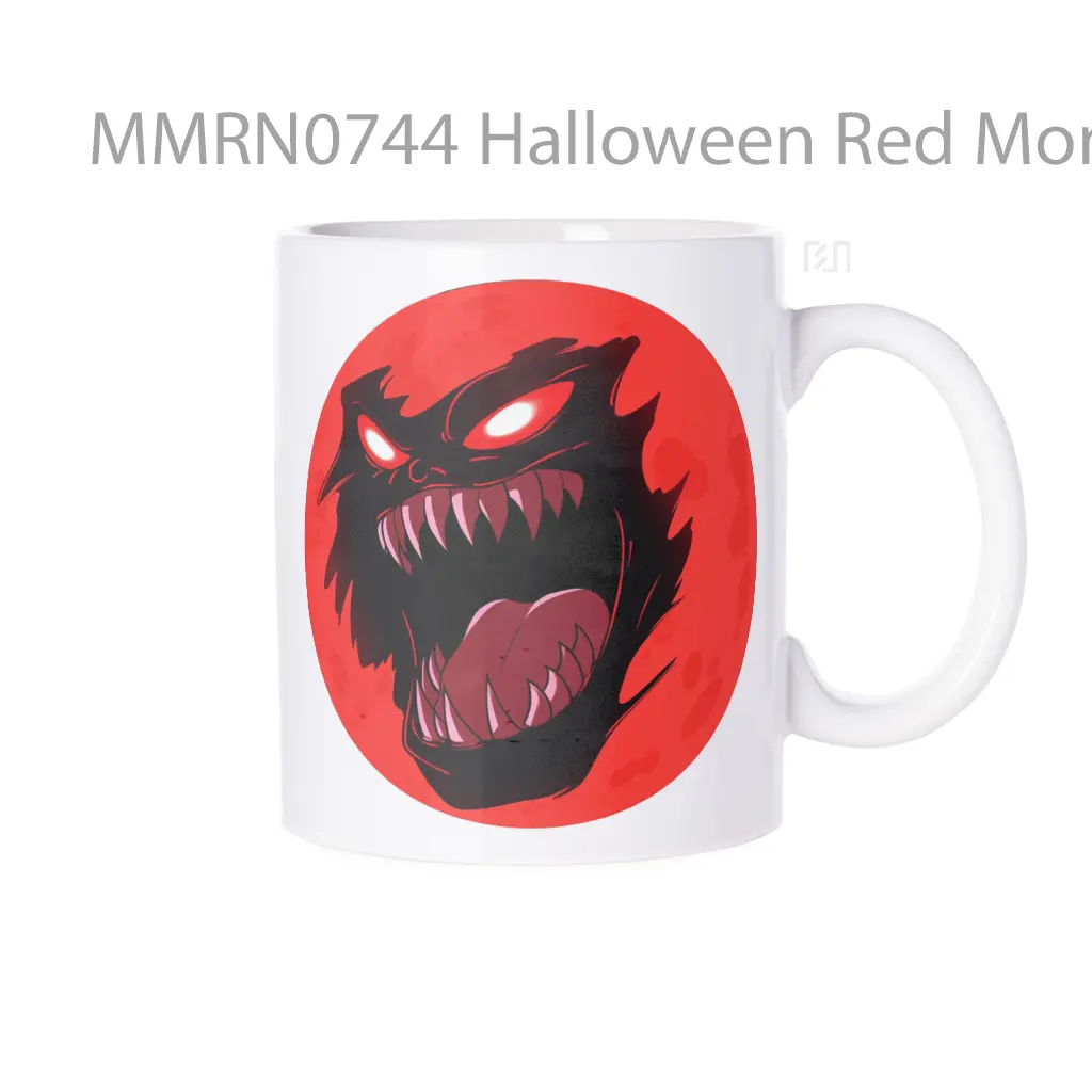 Halloween Red Monster Moon Gelas Keramik Mug