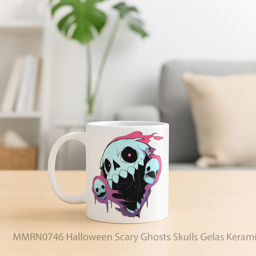Halloween Scary Ghosts Skulls Gelas Keramik Mug - Sudut 2