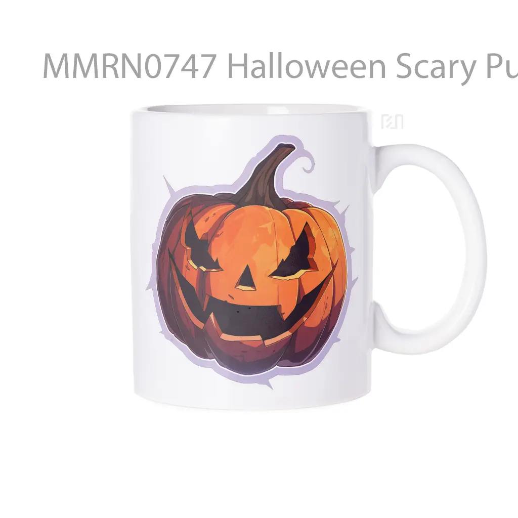 Halloween Scary Pumpkin Grey Stroke Gelas Keramik Mug