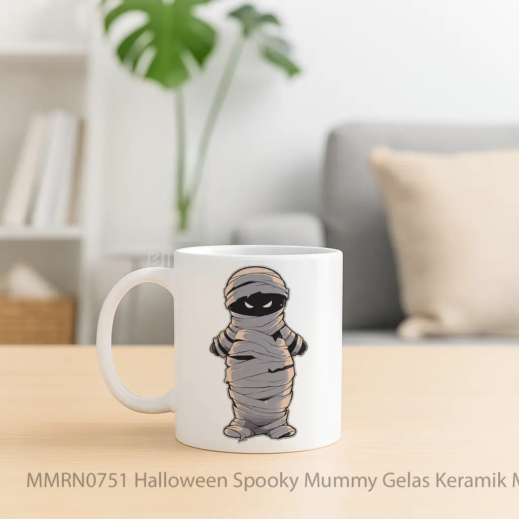Halloween Spooky Mummy Gelas Keramik Mug - Sudut 2