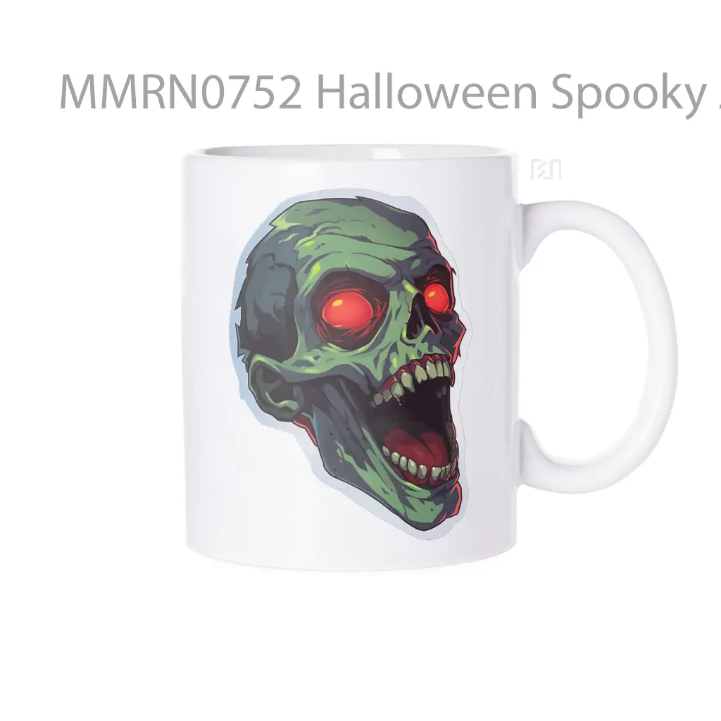 Halloween Spooky Zombie Head Gelas Keramik Mug