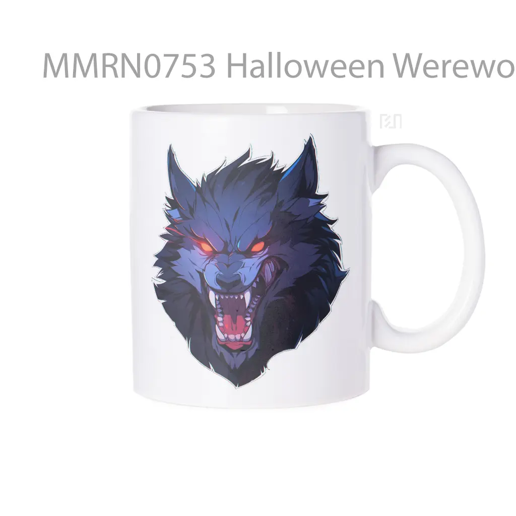 Halloween Werewolf With Red Eyes Gelas Keramik Mug