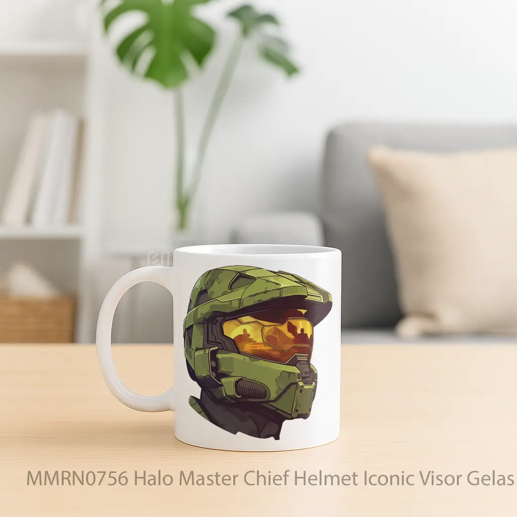 Halo Master Chief Helmet Iconic Visor Gelas Keramik Mug - Sudut 2